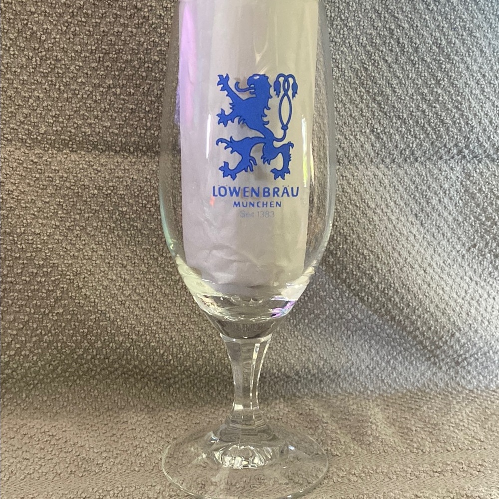 Clear Lowenbrau Beer Glass
